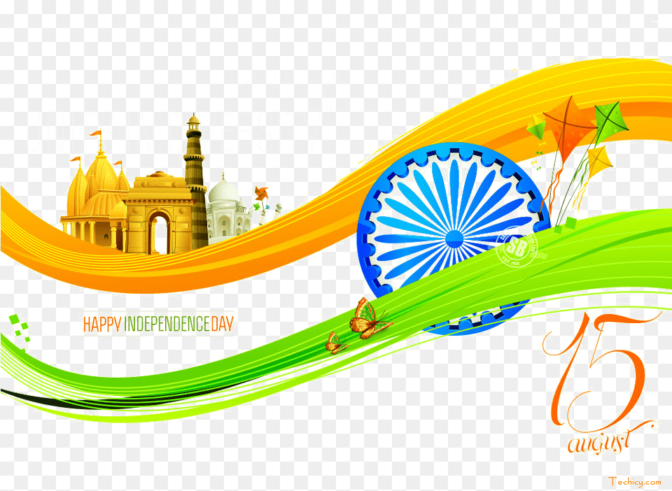 Happy Independence Day 2018 Clipart 15 August Independence Day, Advertisement, Machine, Wheel, Amusement Park Free Png