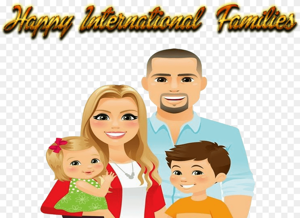 Happy International Day Of Families Photo Background Son And Daughter With Father Clipart, Book, Comics, Publication, Doll Free Png