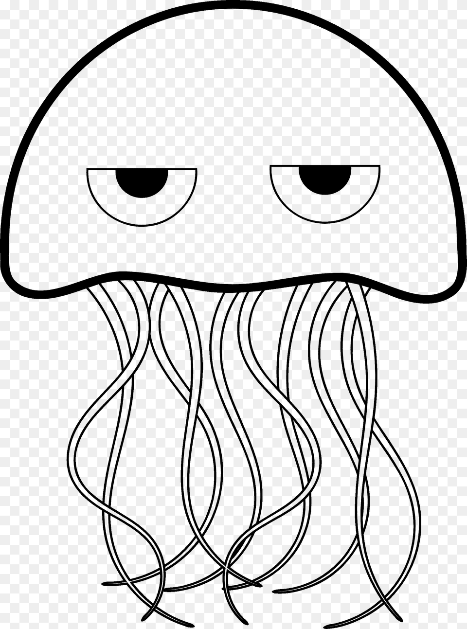 Happy Jellyfish Black And White Clip Art, Animal, Sea Life, Invertebrate, Smoke Pipe Png Image