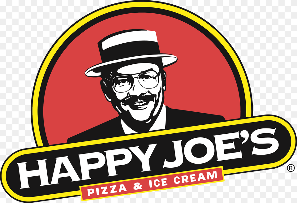 Happy Joes Pizza Logo Clipart Happy Pizza Logo, Sticker, Clothing, Hat, Person Free Transparent Png
