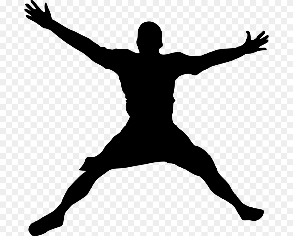 Happy Jump Silhouette Silhouette Of Person Jumping, Gray Free Png