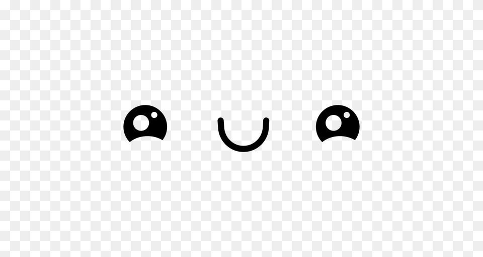 Happy Kawaii Emoticon, Gray Png Image