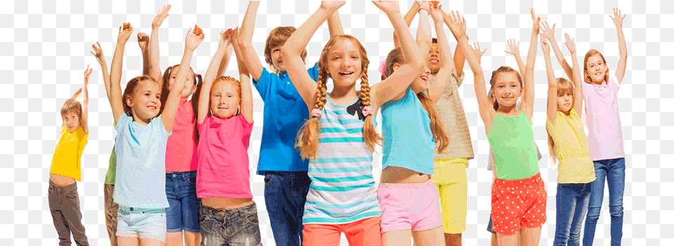 Happy Kids With Raised Hands Scholarship Kids, Teen, Clothing, T-shirt, Female Free Transparent Png