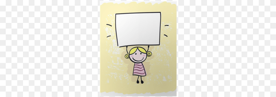 Happy Little Kid Girl Holding Empty Blank Banner Sign Children Holding Banner, White Board, Face, Head, Person Free Png