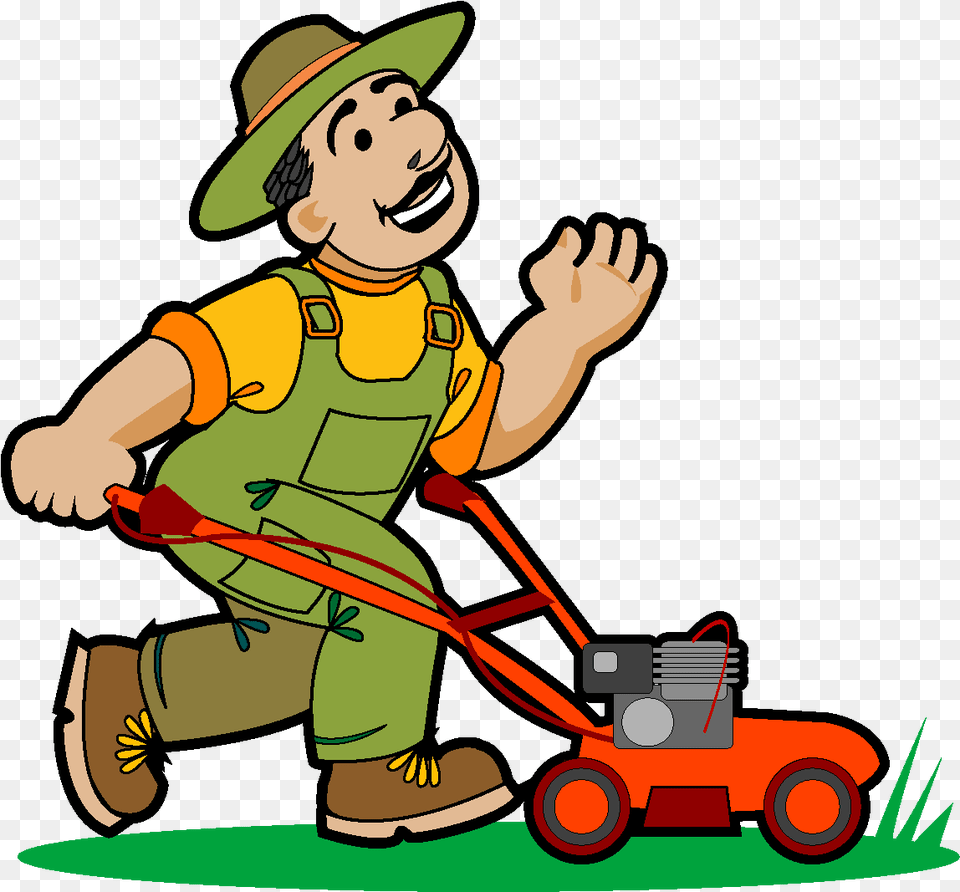Happy Man Grooming The Lawn Vector Dibujo De Jardinero Podando, Plant, Grass, Person, Baby Free Png Download