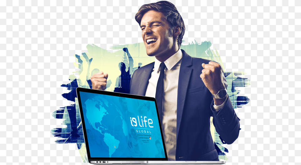 Happy Man I9life Company Profile Video, Pc, Monitor, Male, Laptop Free Png
