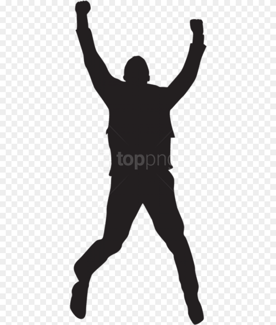 Happy Man Jumping Silhouette, Person, Body Part, Hand Free Png Download