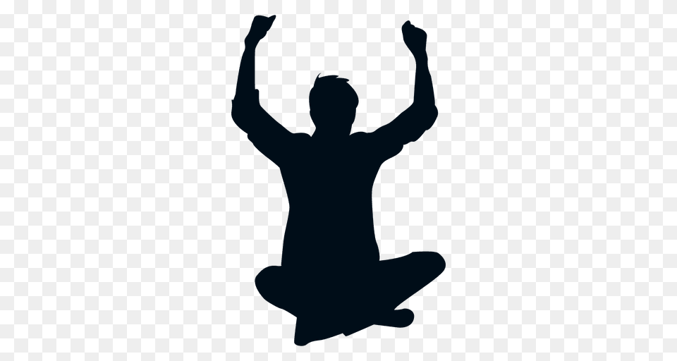 Happy Man Sitting Silhouette, Adult, Male, Person, Kneeling Free Png Download