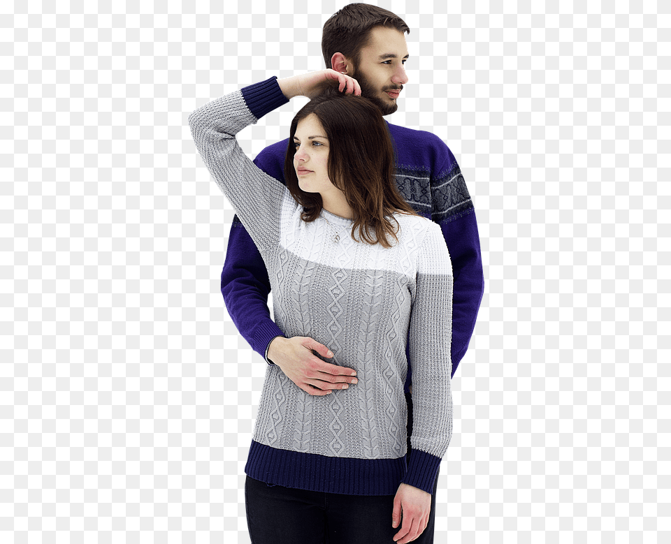 Happy Man Trendy Dressed Men And Women Couples With Clothing, Knitwear, Sweater, Long Sleeve Free Transparent Png