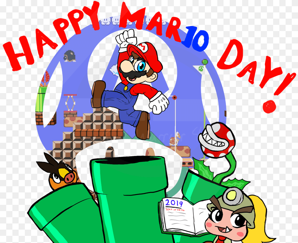 Happy Mar10 Daywith Some Guest Appearances From The Cartoon, Baby, Person, Face, Head Free Png Download
