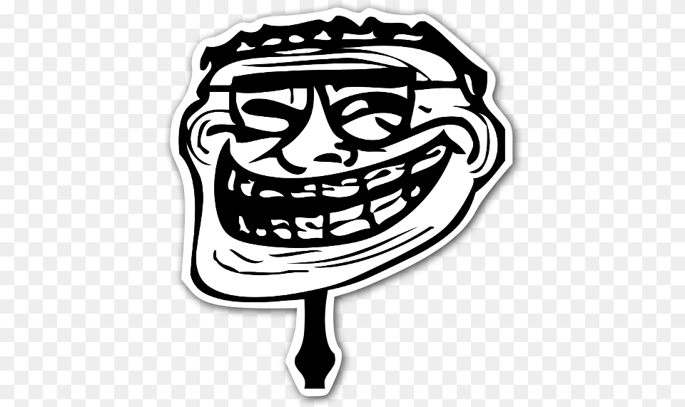 Happy Meme With Glasses Sticker Troll Face, Stencil, Person Free Png