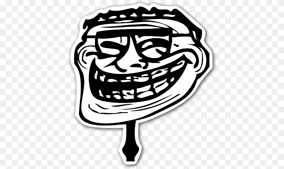 Happy Meme With Glasses Sticker Troll Face Glasses, Stencil, Person Free Png Download