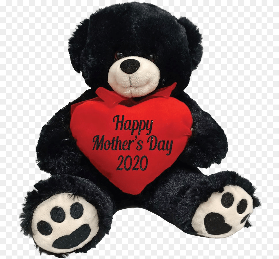 Happy Mothers Day 2020 Black Bear With Heart Love Black Teddy Bear, Teddy Bear, Toy Free Png Download