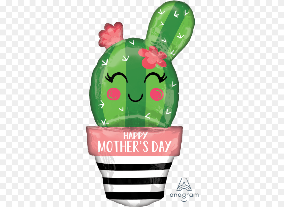 Happy Mothers Day Cactus, Balloon, Cream, Dessert, Food Png Image