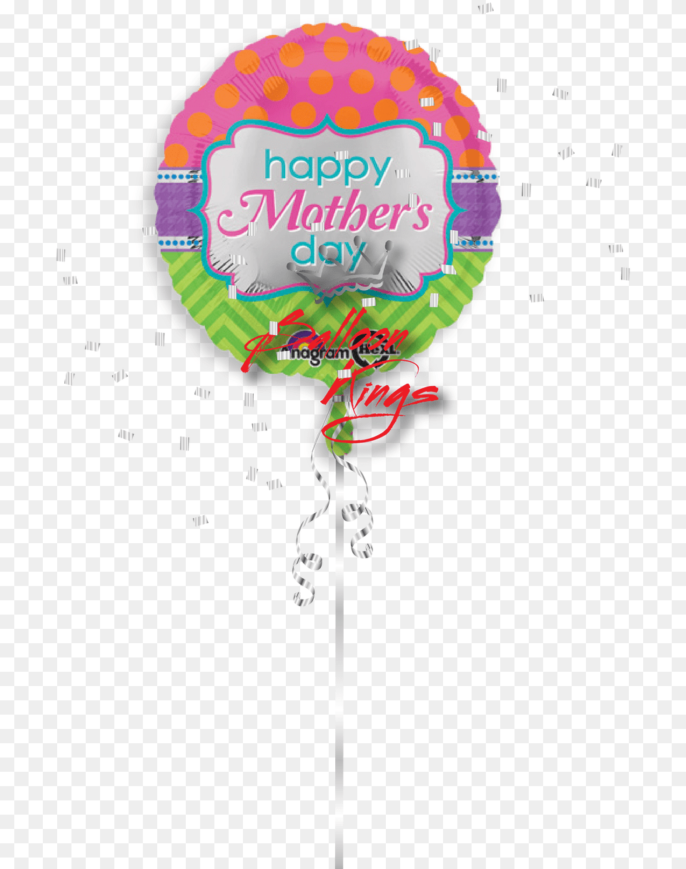 Happy Mothers Day Dots And Chevron Mothers Day Balloon, Food, Sweets, Candy Png