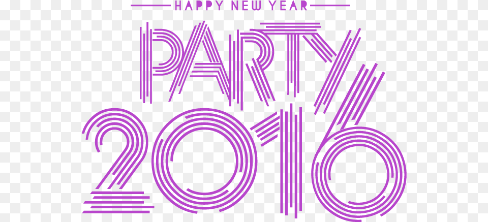Happy New Year 2016 Party Text Design New Year Party Text, Light, Purple, Neon Png