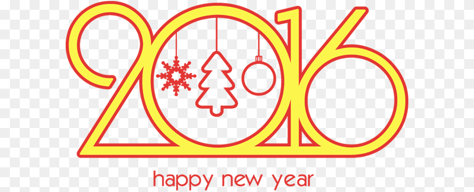 Happy New Year 2016 Text With Christmas Items Christmas Day, Logo, Dynamite, Weapon Free Png Download