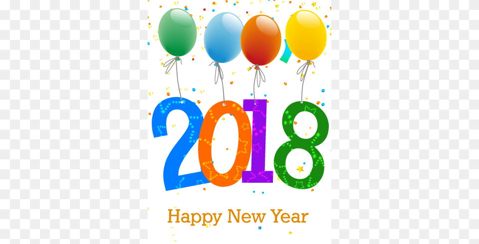 Happy New Year 2018 Balloons, Number, Symbol, Text, Balloon Free Png Download