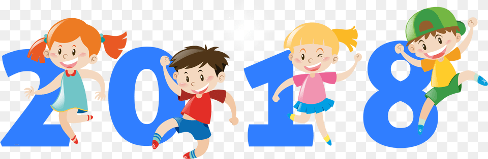 Happy New Year 2018 Kids, Baby, Person, Number, Symbol Png Image