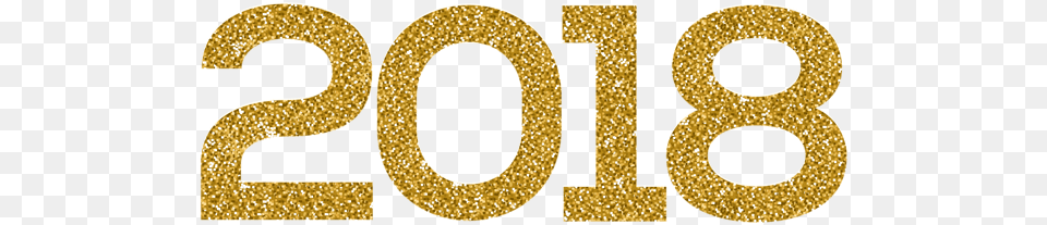 Happy New Year 2018 Sparkling Gold, Number, Symbol, Text Png