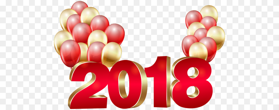 Happy New Year 2018 With Balloons, Text, Number, Symbol, Balloon Free Transparent Png