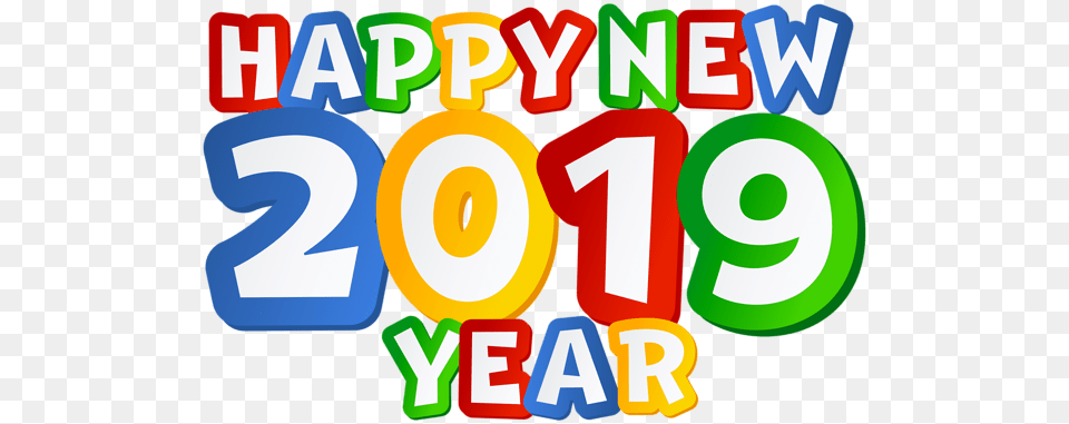 Happy New Year 2019 Colourful, Number, Symbol, Text Free Png Download