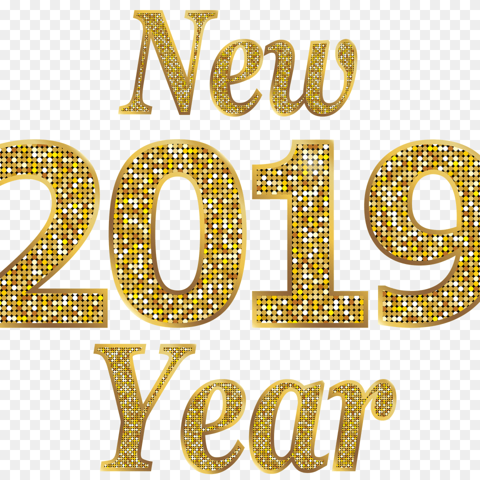 Happy New Year 2019 Gold Letters, Text, Number, Symbol Png Image