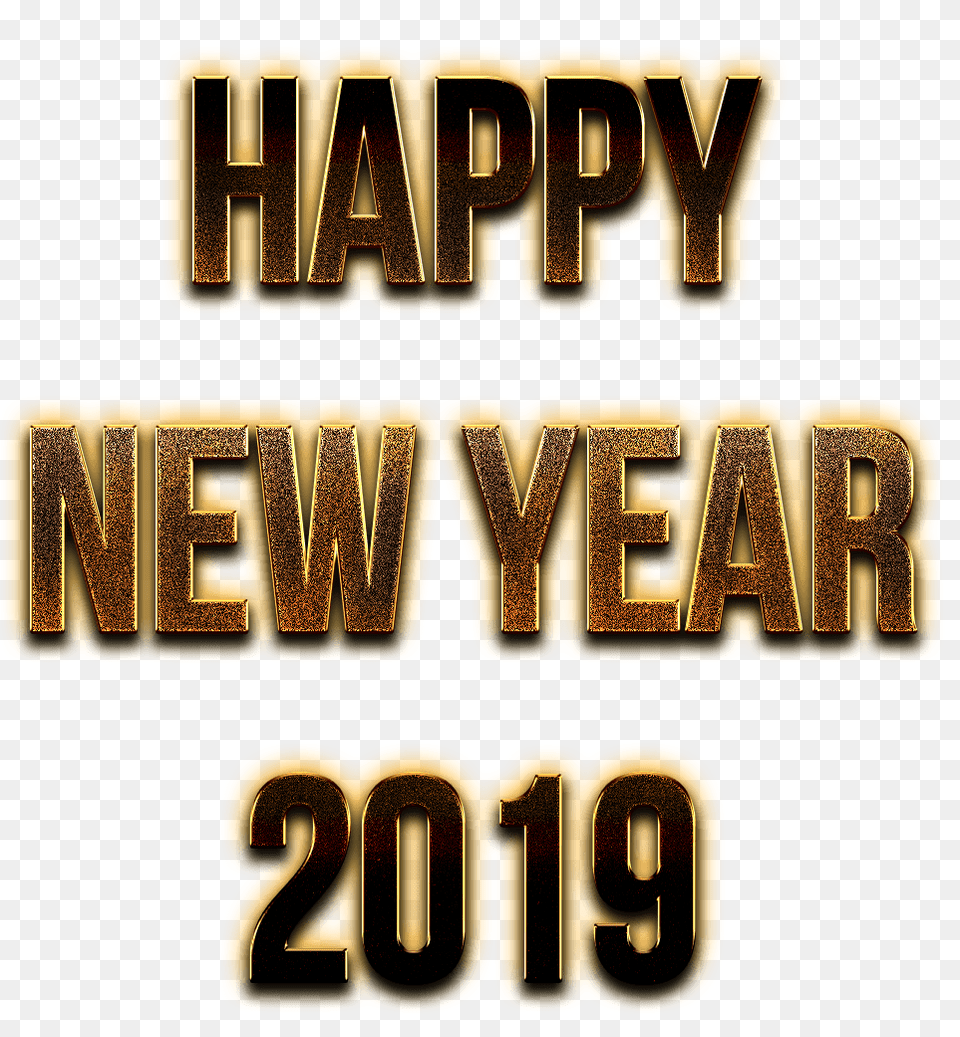 Happy New Year 2019 Golden Letters, Text Png