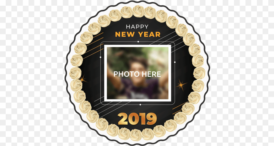 Happy New Year 2019 Photo Cake Happy New Year 2019 Cake, Birthday Cake, Cream, Dessert, Food Png