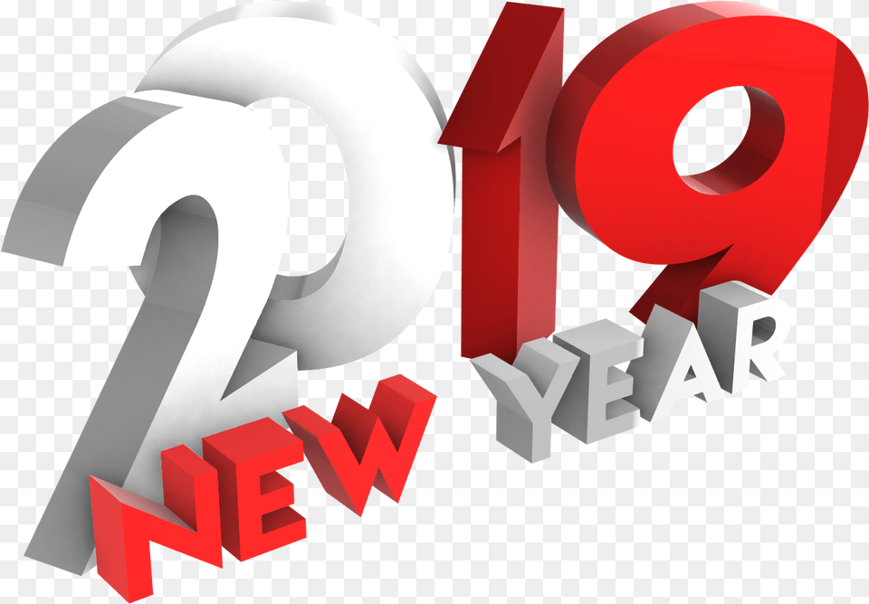 Happy New Year 2019 Red And White By Mtc Tutorials Graphic Design, Number, Symbol, Text Free Png