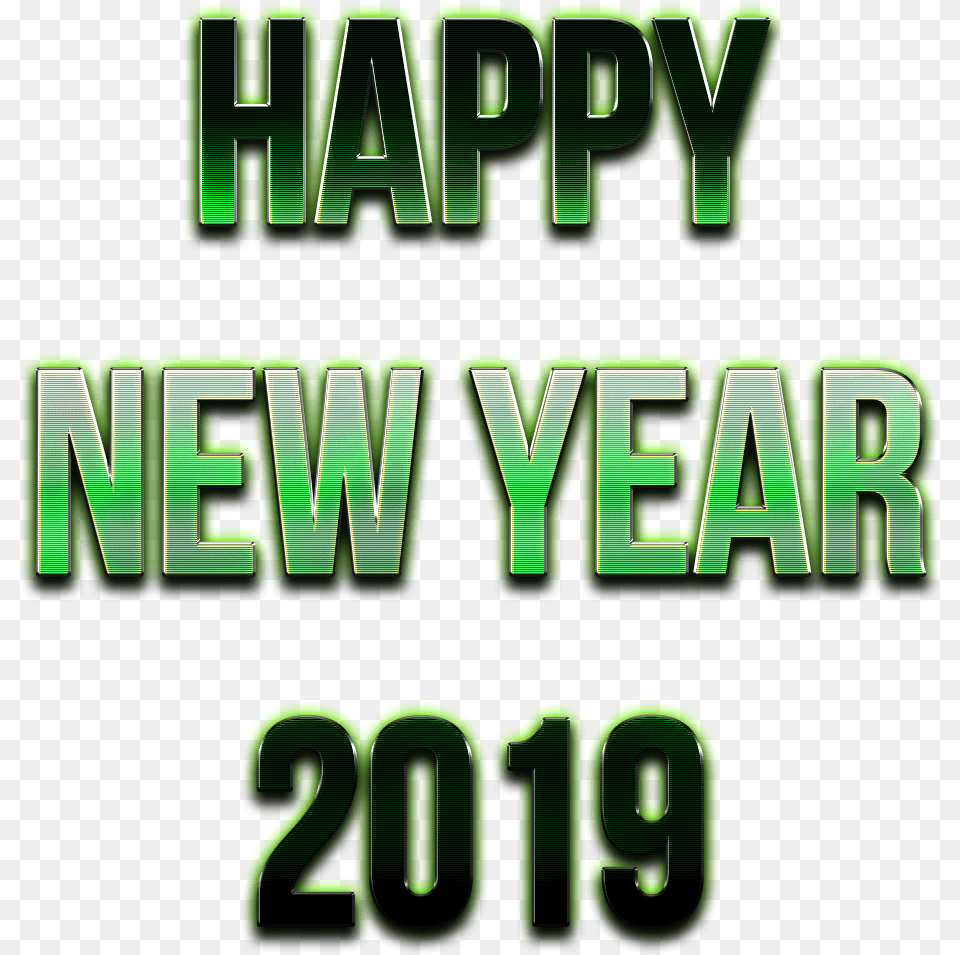 Happy New Year 2019 Transparent Graphic Design, Green, Text, Light Free Png