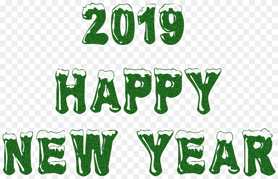 Happy New Year 2019 With Green Snow Others 2000 Portable Network Graphics, Text, Person Free Png