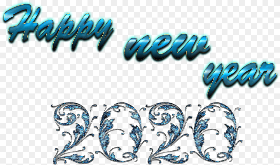 Happy New Year 2020 Calligraphy, Art, Graphics, Pattern, Floral Design Png