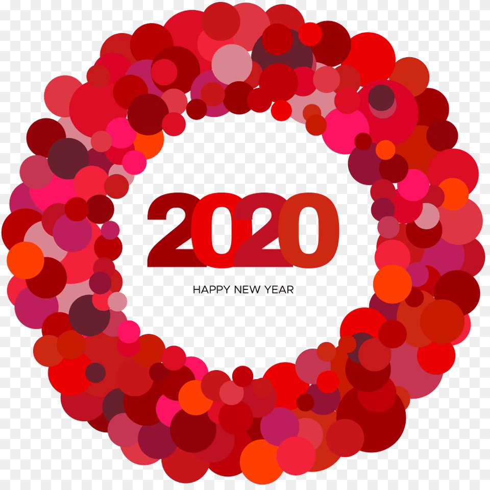 Happy New Year 2020 Circle, Wreath, Food, Ketchup Png Image