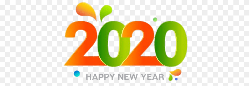Happy New Year 2020 Orange And Green, Logo, Text, Disk Free Png