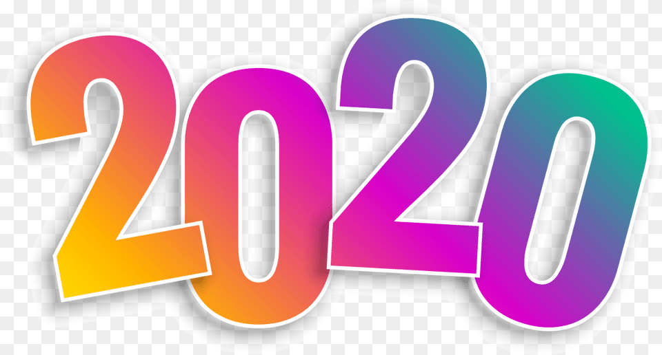 Happy New Year 2020 Playful Transparent Colourful 2020 Transparent Background, Number, Symbol, Text, Disk Png Image