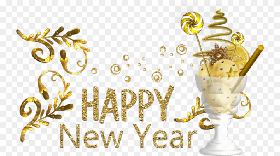 Happy New Year, Cream, Dessert, Food, Ice Cream Png Image