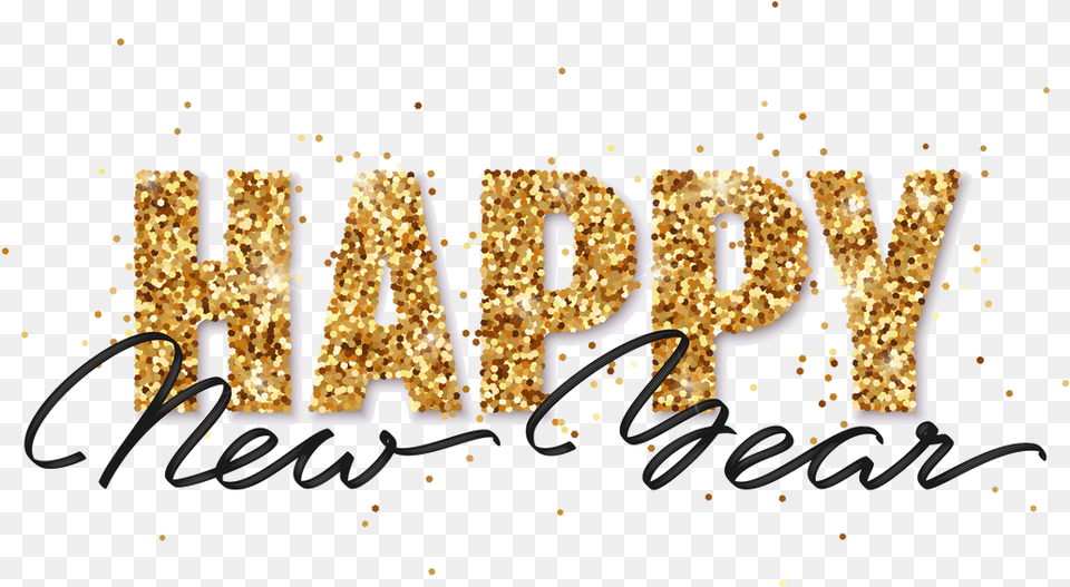Happy New Year Christmas Day, Text, Gold Png Image
