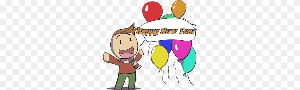 Happy New Year Clipart Black And White, Balloon, People, Person, Book Free Png