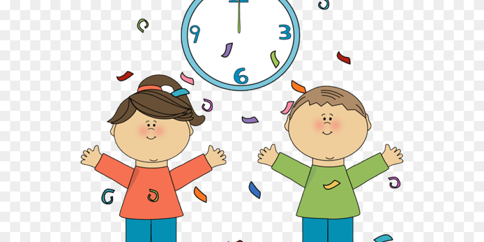 Happy New Year Clipart Child Back To School After Vacation Activities, Baby, Person, Analog Clock, Clock Free Transparent Png