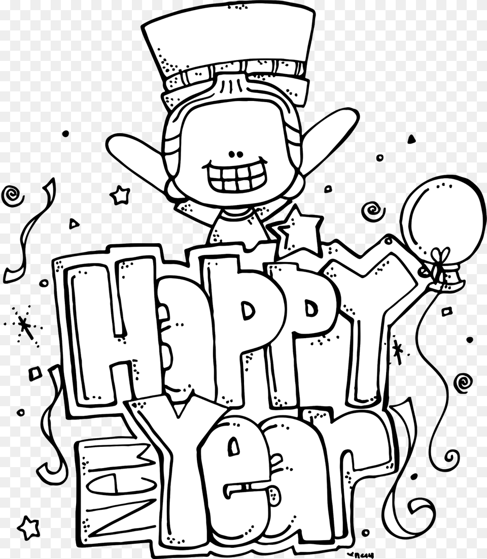 Happy New Year Clipart Church Bulletin Melonheadz Happy New Year, Art, Baby, Doodle, Drawing Free Transparent Png