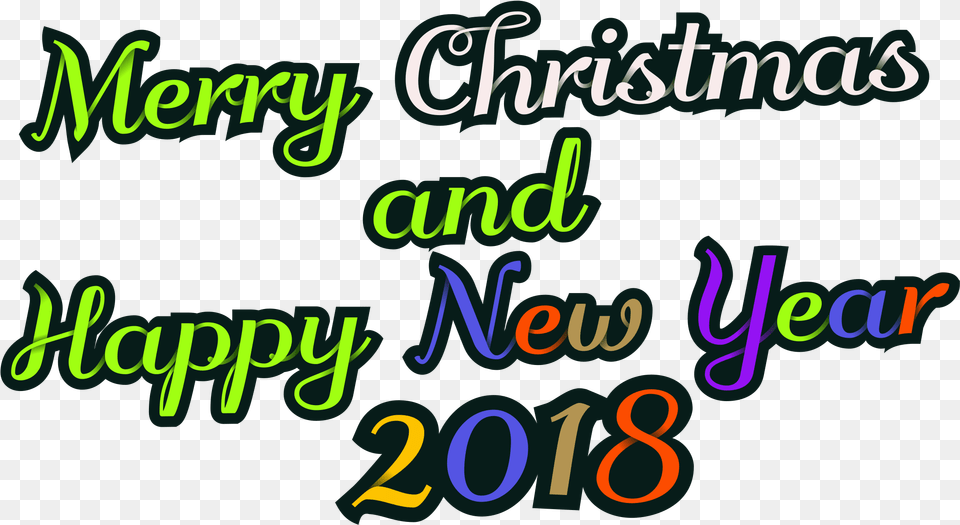Happy New Year Decorative Calligraphy, Text Png Image