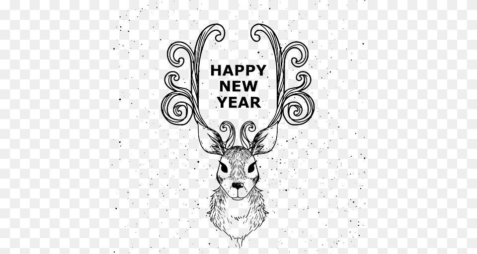 Happy New Year Deer Antlers, Animal, Mammal, Wildlife, Lion Free Png Download