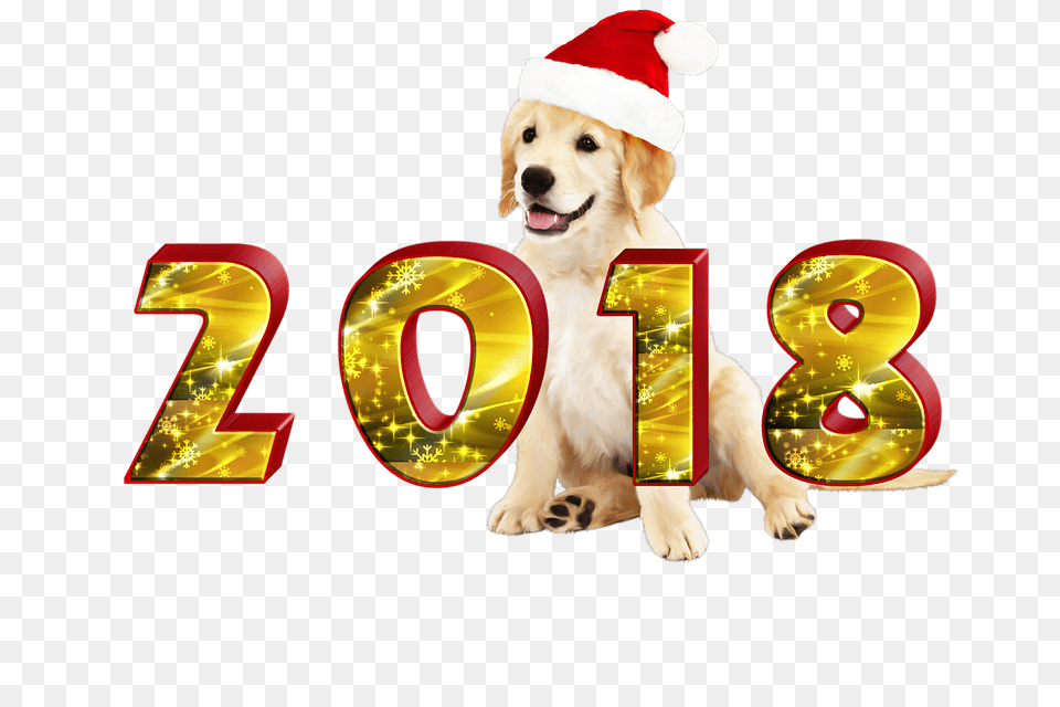 Happy New Year Dog Clipart For Free Happy New Year 2018 Dog, Animal, Canine, Golden Retriever, Mammal Png