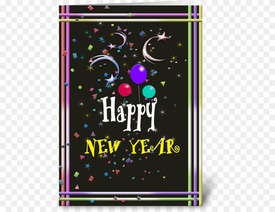 Happy New Year Festive Art Greeting Card Graphic Design, Advertisement, Paper, Blackboard, Envelope Free Transparent Png
