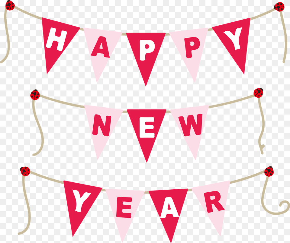 Happy New Year Garland Clipart, Banner, Text Free Transparent Png