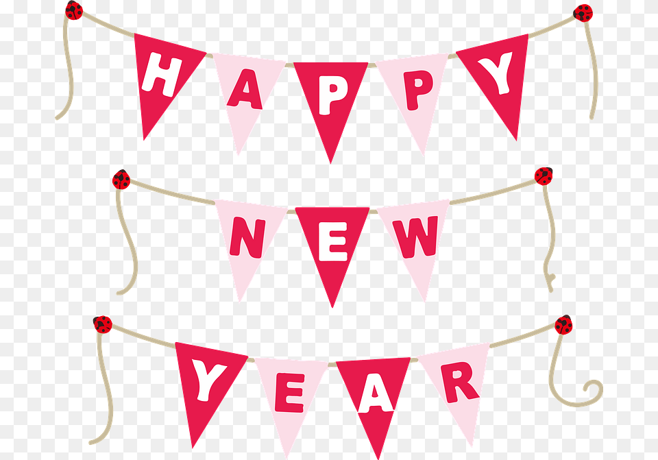 Happy New Year Garland Clipart, Banner, Text Free Transparent Png