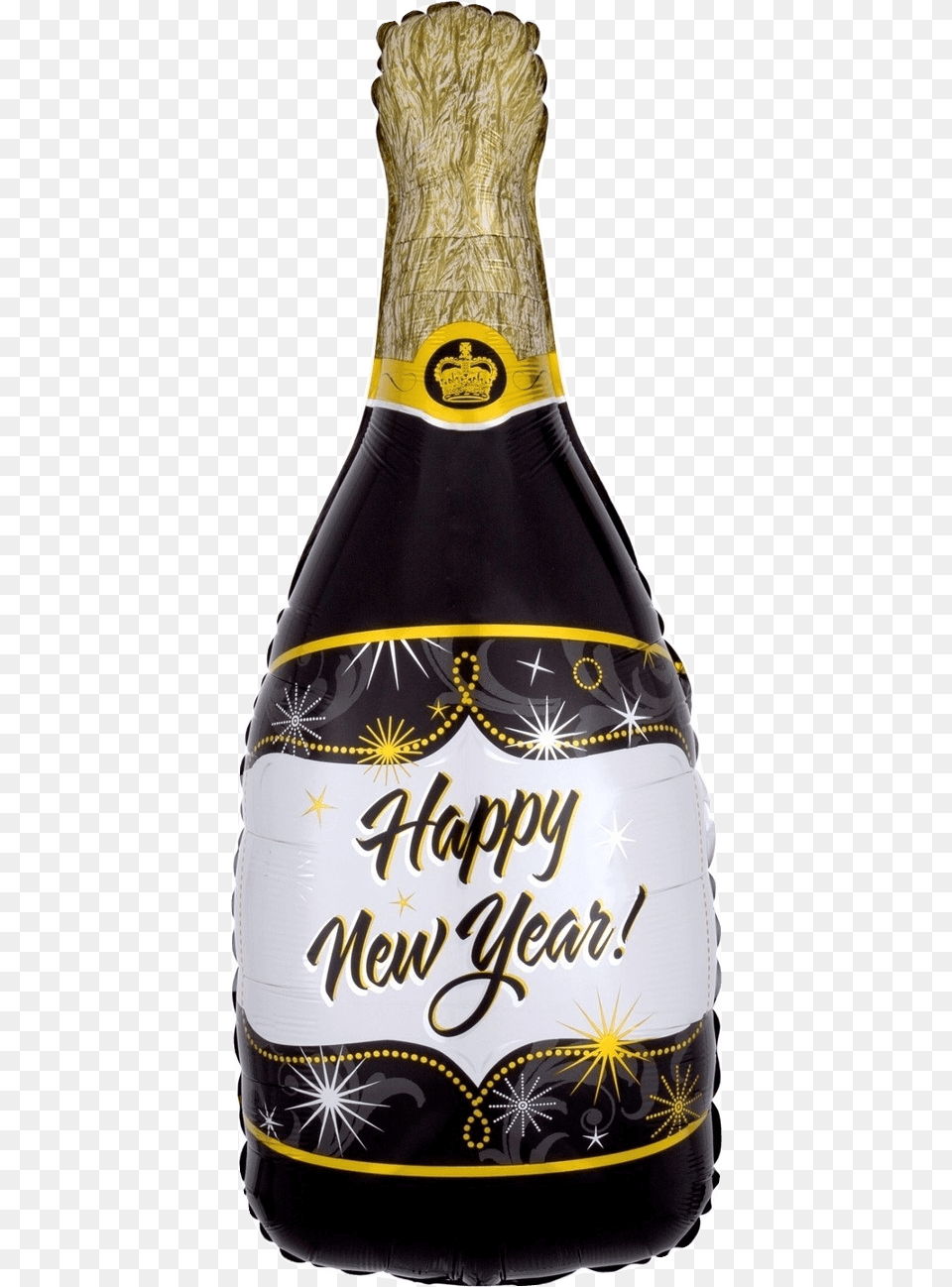 Happy New Year Giant 36 Champagne Bottle Balloon New Years Champagne Bottle, Alcohol, Beer, Beverage, Liquor Free Png