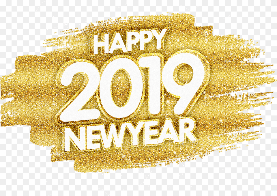Happy New Year Gold Glitter Gold Transparent Happy New Year 2019, Text, Logo, Paper Free Png
