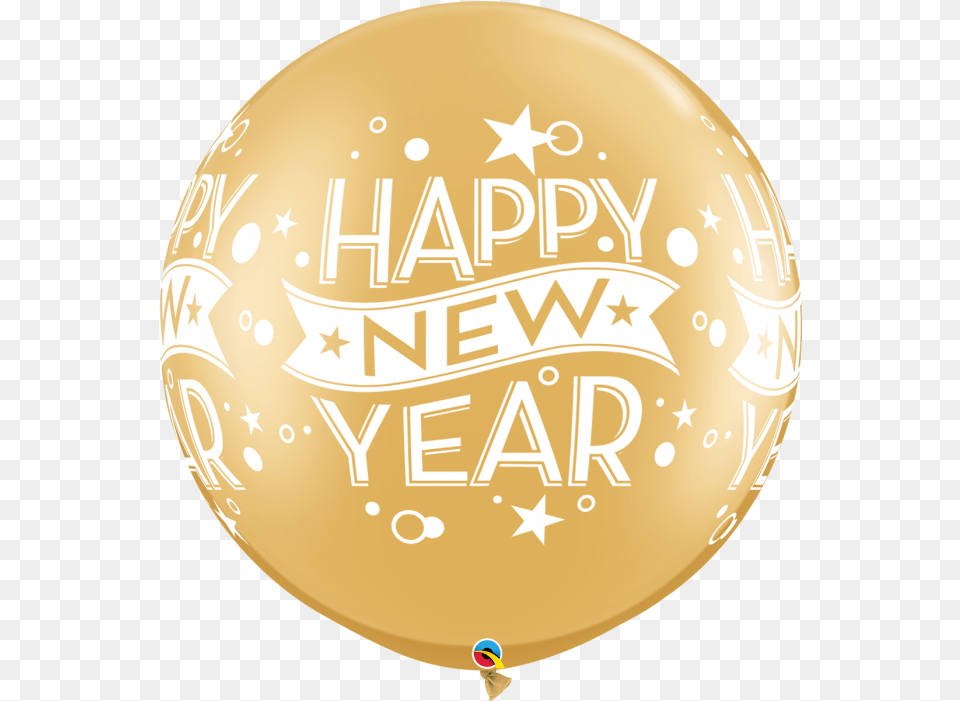 Happy New Year Gold Transparent Group Circle, Balloon, Clothing, Hardhat, Helmet Png